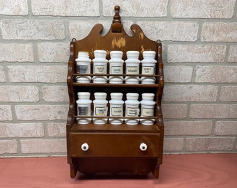 Vintage Spice Rack, Spice Holder, Spices, Seasonings, Glass Bottle, Vintage Kitchen