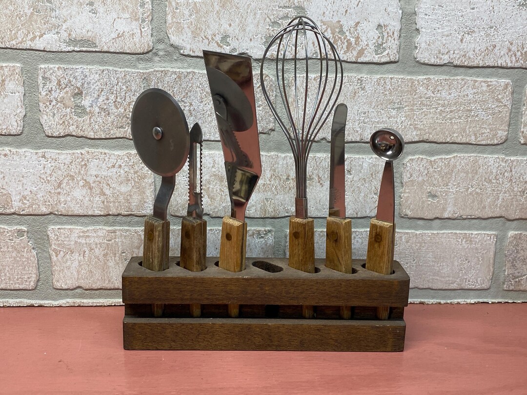 Antique Utensil Rack Vintage Wooden Utensil Rack With Utensils, Home Decor, Collectible ...