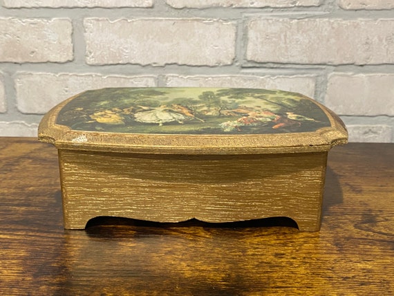 Golden Box, Dancing Victorian Jewelry Box, Hinged… - image 4