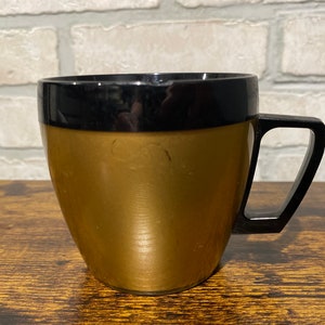 Gold and Black Vintage Thermo-Serv West Bend Coffee Mug, Insulated Coffee Mug, Vintage Kitchen
