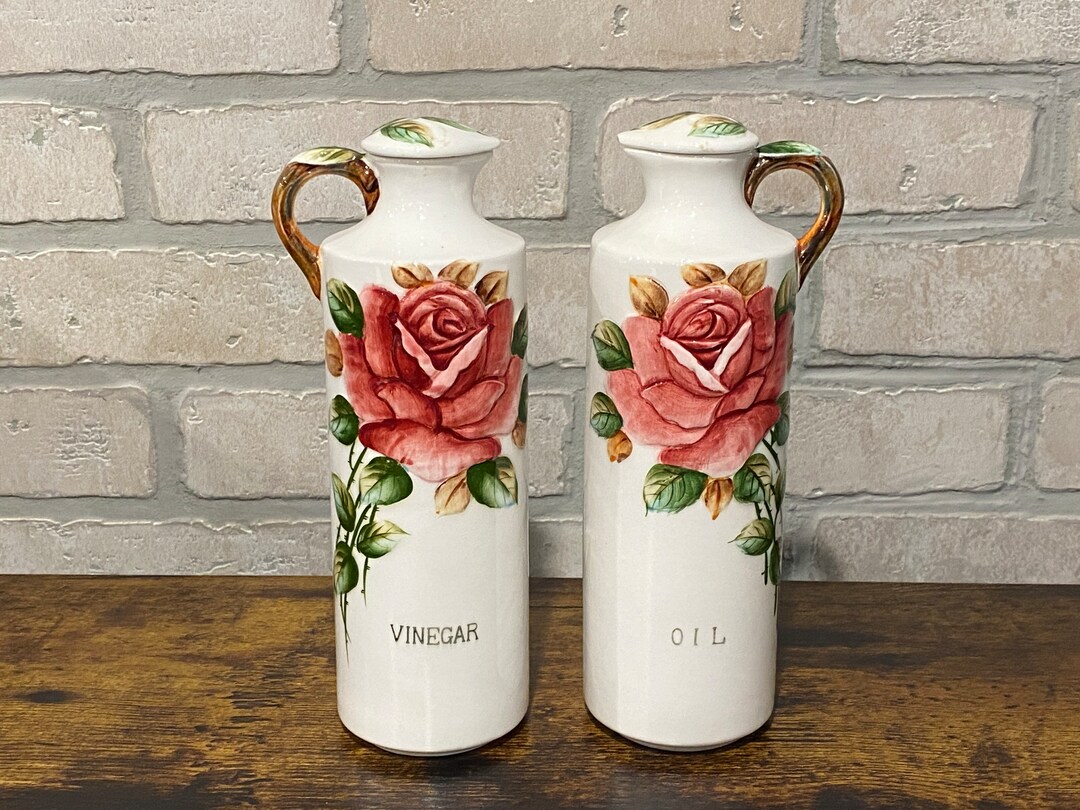 Rose and Gold Oil and Vinegar Bottles, Decorative, Lidded Bottles Etsy