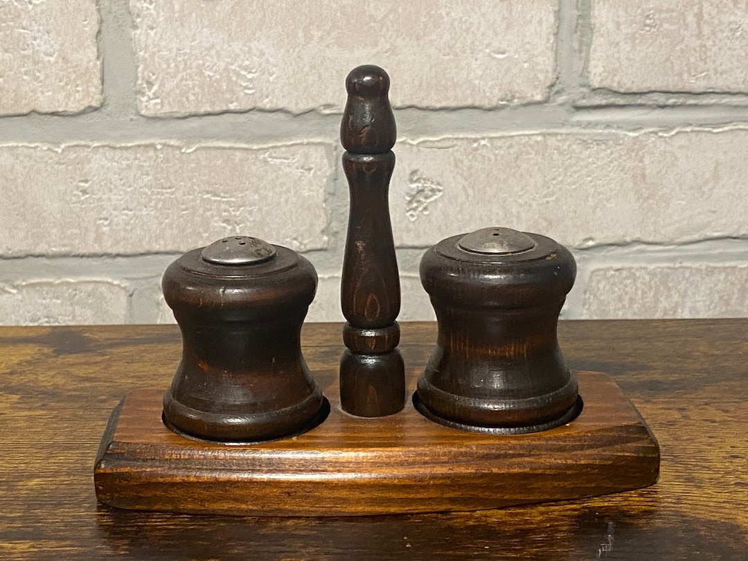 Vintage Wooden Salt And Pepper Shakers