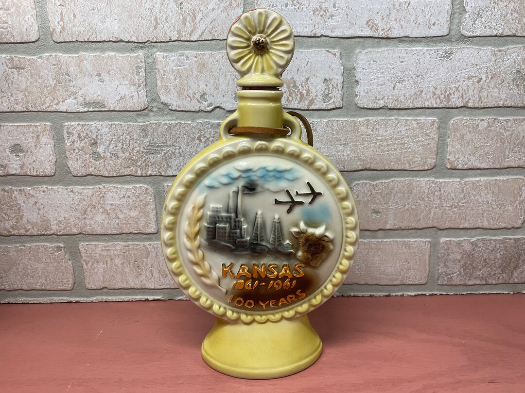 Vintage Kansas Liquor Decanter Collectible Jim Beam Bottle Etsy