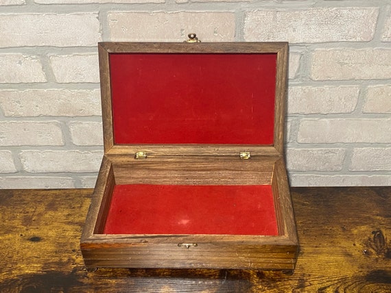 Vintage Wooden Red Rose Tiled Jewelry Box, Vintag… - image 5