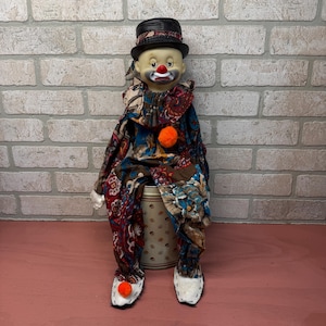 Vintage Creepy Clown, Clown Doll, Shelf Sitting Clown Doll, Clown Figurine, Vintage Clown