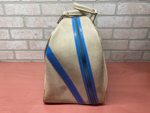 Vintage Cream and Baby Blue Bowling Ball Bag, Bow… - image 5