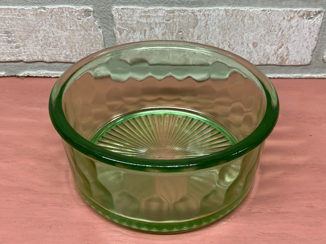 Vintage Green Glass Bowl, Serving Bowl, Vintage Kitchen, Glass Bowl ...