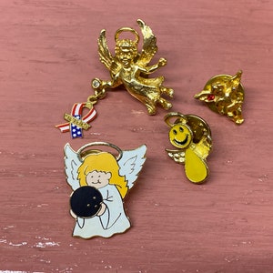 Vintage Set of Angel Pins, Angel Accessories, Vintage Jewelry