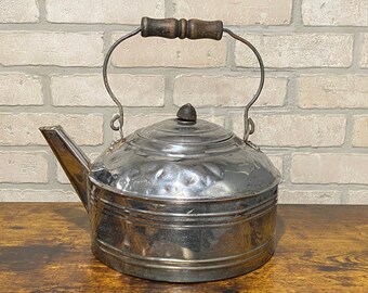 Silver Colored Large Tea Kettle, Vintage Tea Kettle