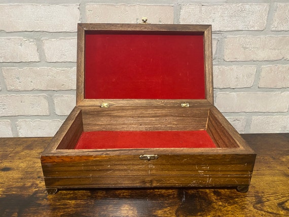 Vintage Wooden Red Rose Tiled Jewelry Box, Vintag… - image 4