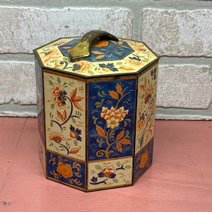 Octagonal Storage Tin, Vintage Storage Tin, Collectible Kitchen Storage, Tea Storage, Tea Tin
