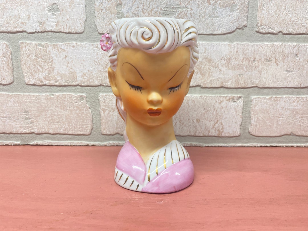 Vintage Womans Head Flower Vase Home Decor Vintage Home Etsy