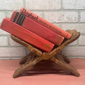 Vintage Carved Wood Book Stand, Cook Book Rest, Book Holder, Vintage Carved Wood