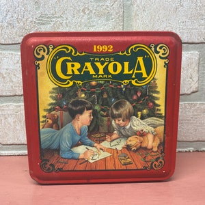Vintage Crayola Collectible Tin, Holiday Wishes from Crayola, 1992