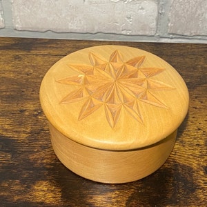 Carved Wooden Box With Cover, Jewelry Box, Trinket Holder