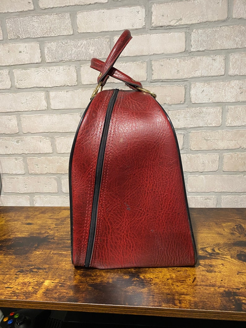Vintage Red and Tan Bowling Ball Bag, Sporting Goods Bag, Ball Storage