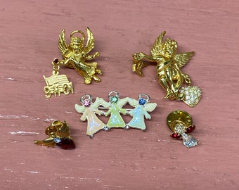 Vintage Set of Angel Pins, Angel Brooches, Vintage Jewelry Set