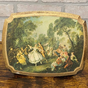 Golden Box, Dancing Victorian Jewelry Box, Hinged Storage Box