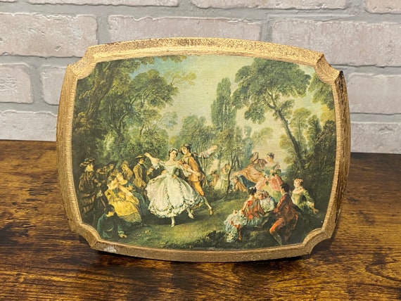 Golden Box, Dancing Victorian Jewelry Box, Hinged Storage Box