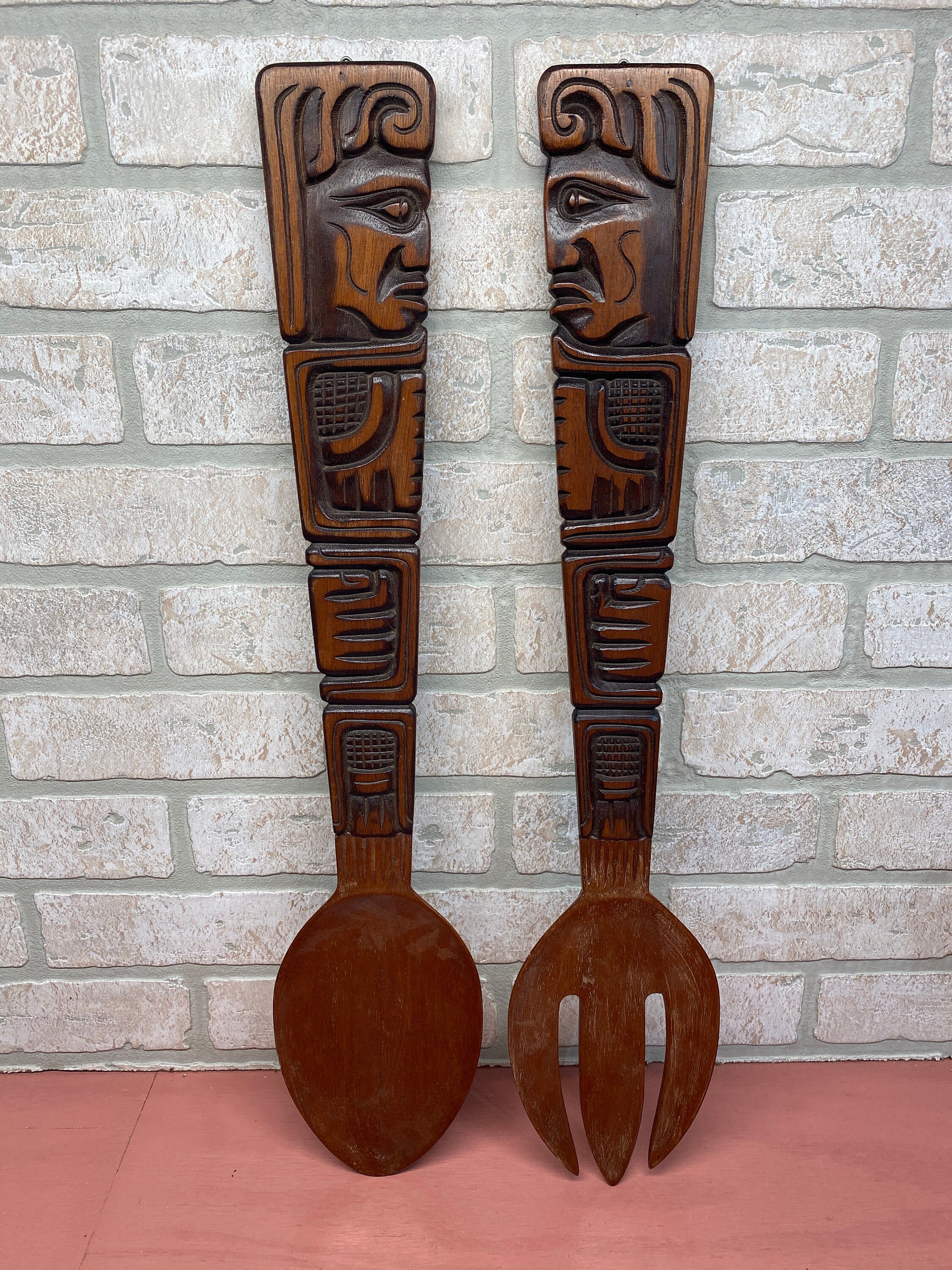 Giant Fork and Spoon Kitchen Decor Wood Carving Honduras Etsy