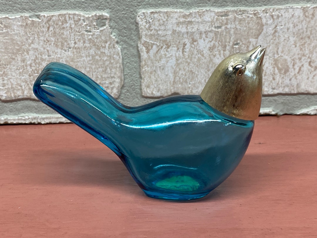 Vintage Glass Blue Bird Perfume Bottle Glass Bottle Etsy