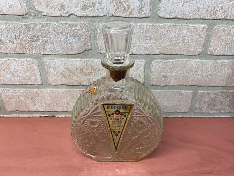 Vintage Mouquin Brandy Liquor Decanter Bottle Vintage Bar Etsy
