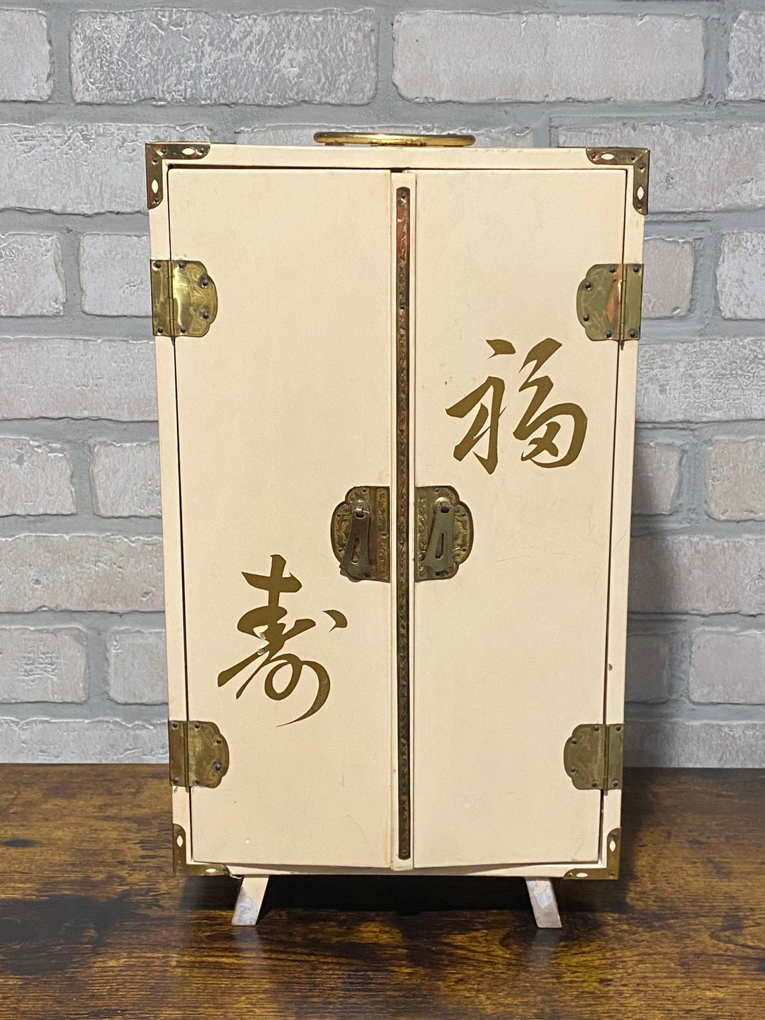 Vintage Oriental Portable Bar, Liquor Decanter Asian Liquor