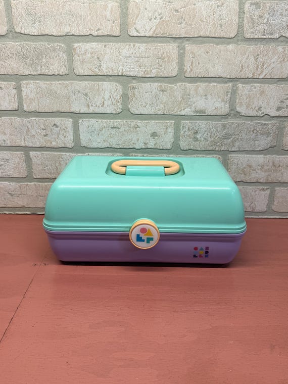 Teal and Purple Caboodle, Makeup Storage, Toiletries Storage Container, Bathroom Storage