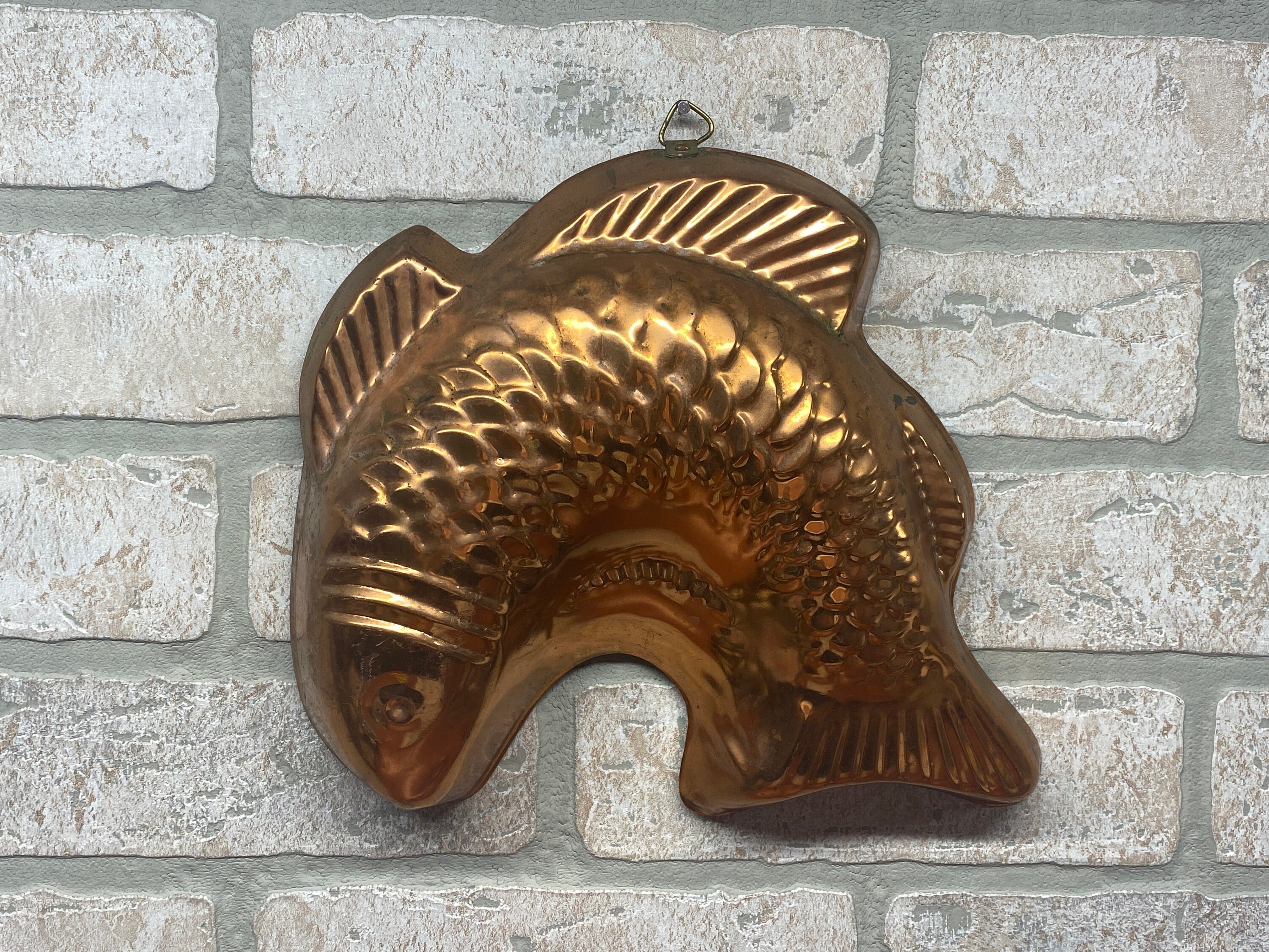 Vintage Copper Fish Cake Pan Wall Hanging Kitchen Decor Etsy