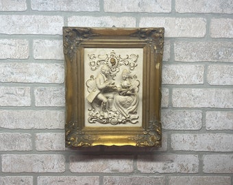 Vintage Three Dimensional Gold Framed Art, Wall Hanging, Home Decor