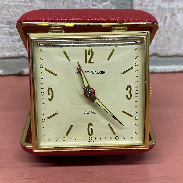 Vintage Red Collectible Alarm Clock, Travel Clock