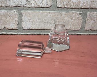 Collectible Glass, Vintage Perfume Bottle, Angular Perfume Bottle, Collectible Vintage Glass