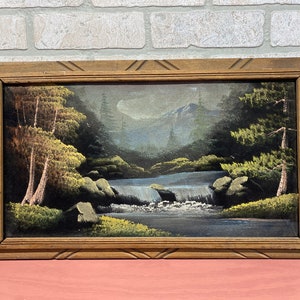Vintage Painted Velvet Framed Art, Home Decor, Framed Art, Wall Hanging