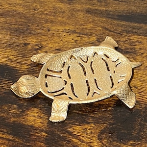 Gold Colored Metal Turtle Soap Dish, Soap Holder, Vintage Bathroom Decor