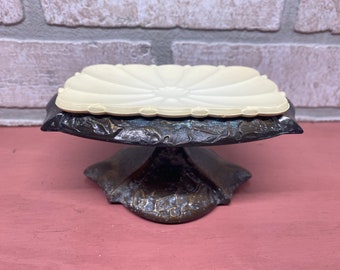 Vintage Pedestal Soap Dish, Vintage Bathroom Decor, Soap Holder, Soap Dish