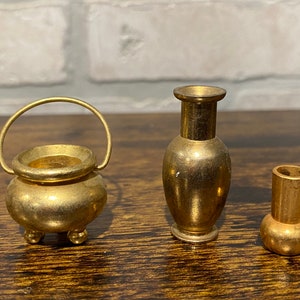 Set of 8 Gold Colored Miniature Trinkets for Doll House, Collections