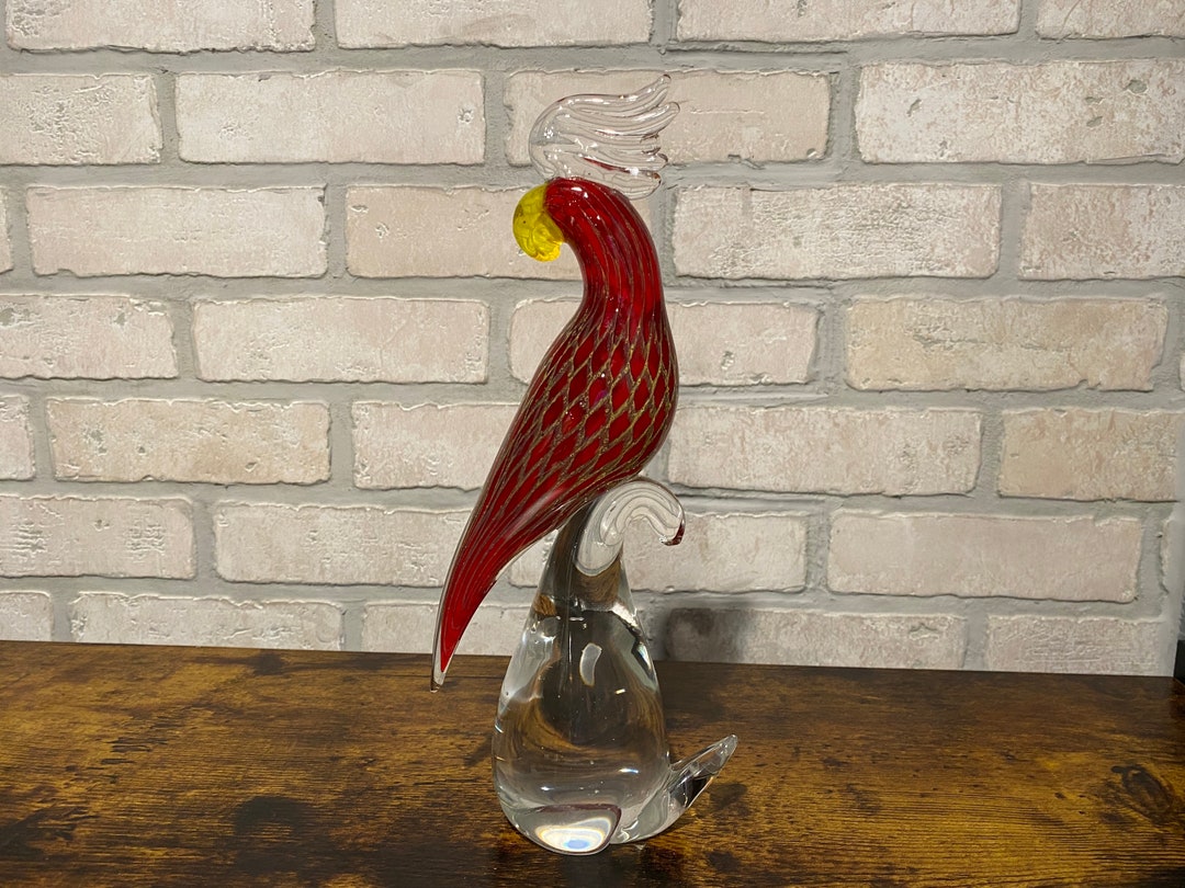 Vintage MCM Glass Hand Blown Glass Parrot, Mod Century Modern Art Etsy