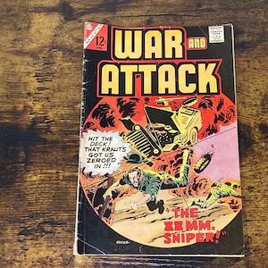 War and Attack, Vintage War Comic Book, Graphic Novel, April Issue