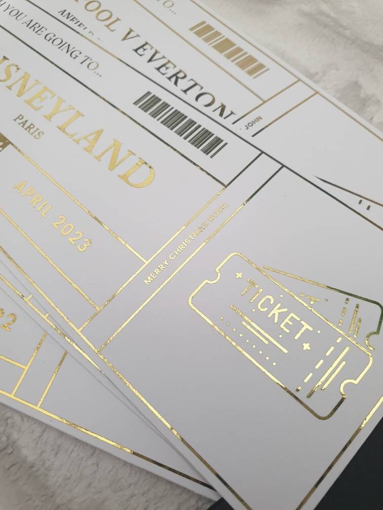 Personalised Event Foiled Ticket Custom Souvenir Golden Etsy UK