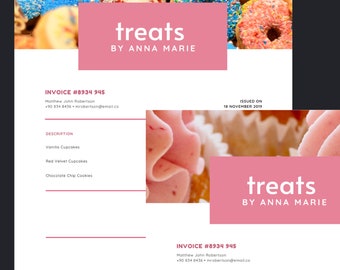 Bakery Invoice Template: Cake, Cookie, Cupcake Order Form (Digital Download)