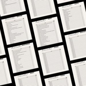 Op de afbeelding: Een checklist voor verschillende rollen in een restaurant of bar, waaronder server, barman, gastheer, kok, afhaal en expo. Elke checklist heeft een genummerde lijst met taken met vinkjes naast elk item.