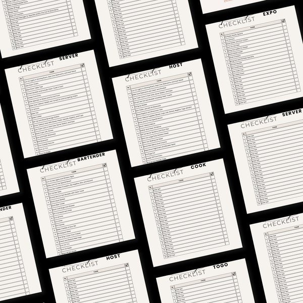 Restaurant Closing/Opening Checklist. FOH & BOH. Bartender Server Host Expo Cooks Prep Dishwasher and Togo Tasks. Editable Instant Print PDF