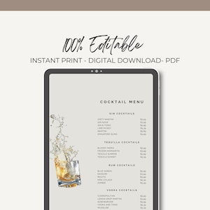 Bier & Wein Menü PDF. Druckbare Getränkekarte. Bearbeitbare Weinliste. Bar Menü Vorlage. Bar Menü Design. Cocktailkarte PDF. Weinkarte. Bier Liste