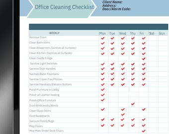 Editable Office Cleaning Checklist Template: Commercial Cleaning Form (Digital Download)