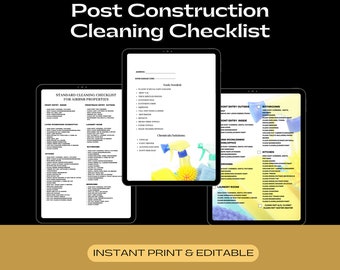 Post Construction Cleaning Checklist. Printable. Editable.