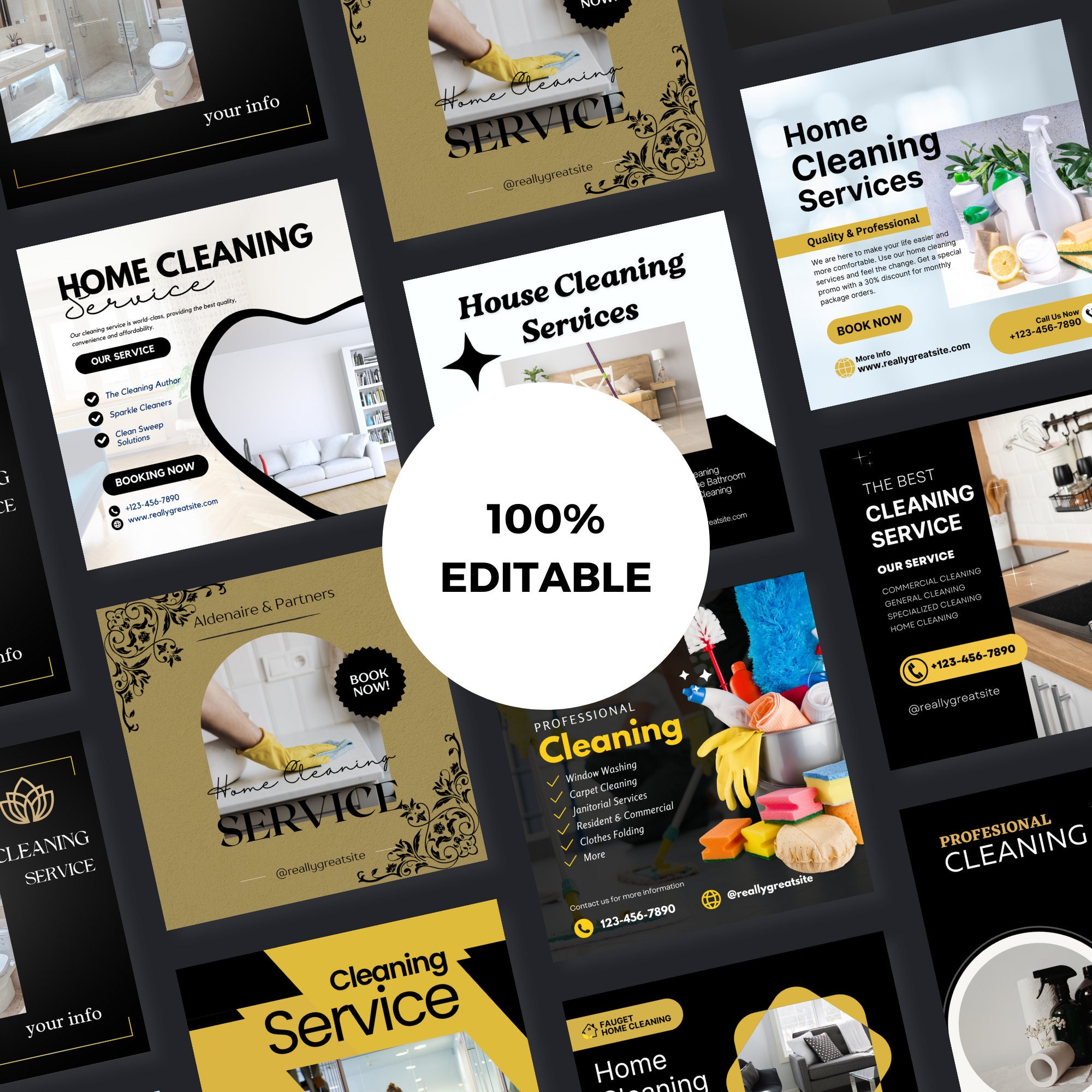 Cleaning Service Instagram Template. Cleaning Company. Instagram Posts