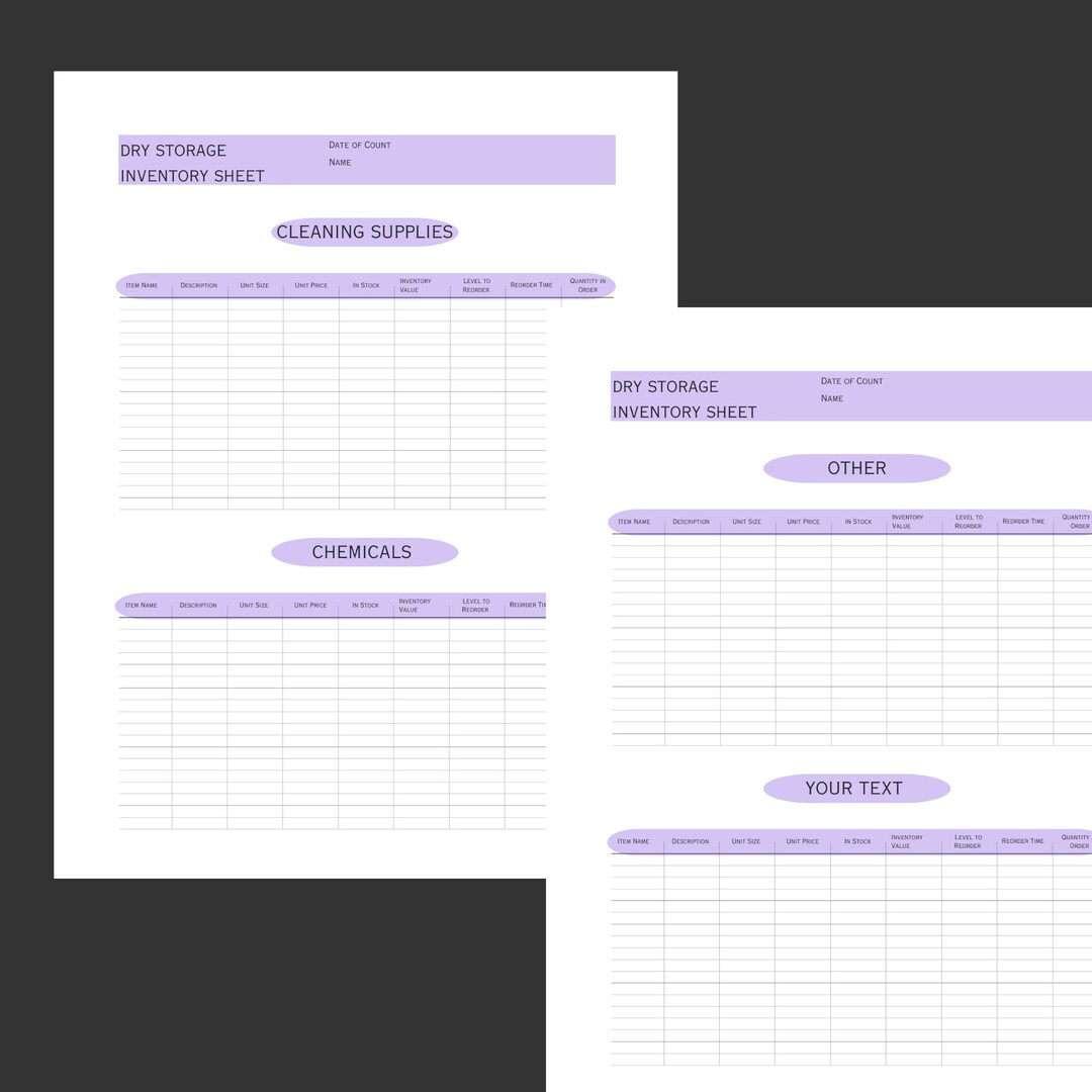 restaurant kitchen inventory template, digital... Restaurant Inventory Template. PDF Digital Download. Editable. Instant ...