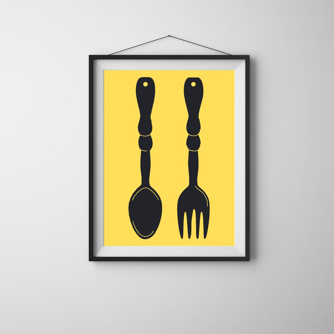 Fork and Spoon Wall Art. Digital Download Instant Print. Six Etsy
