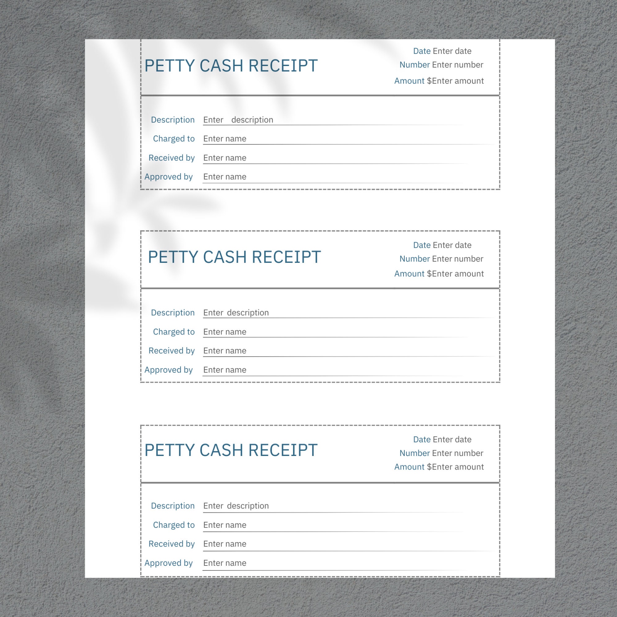 Petty cash receipt