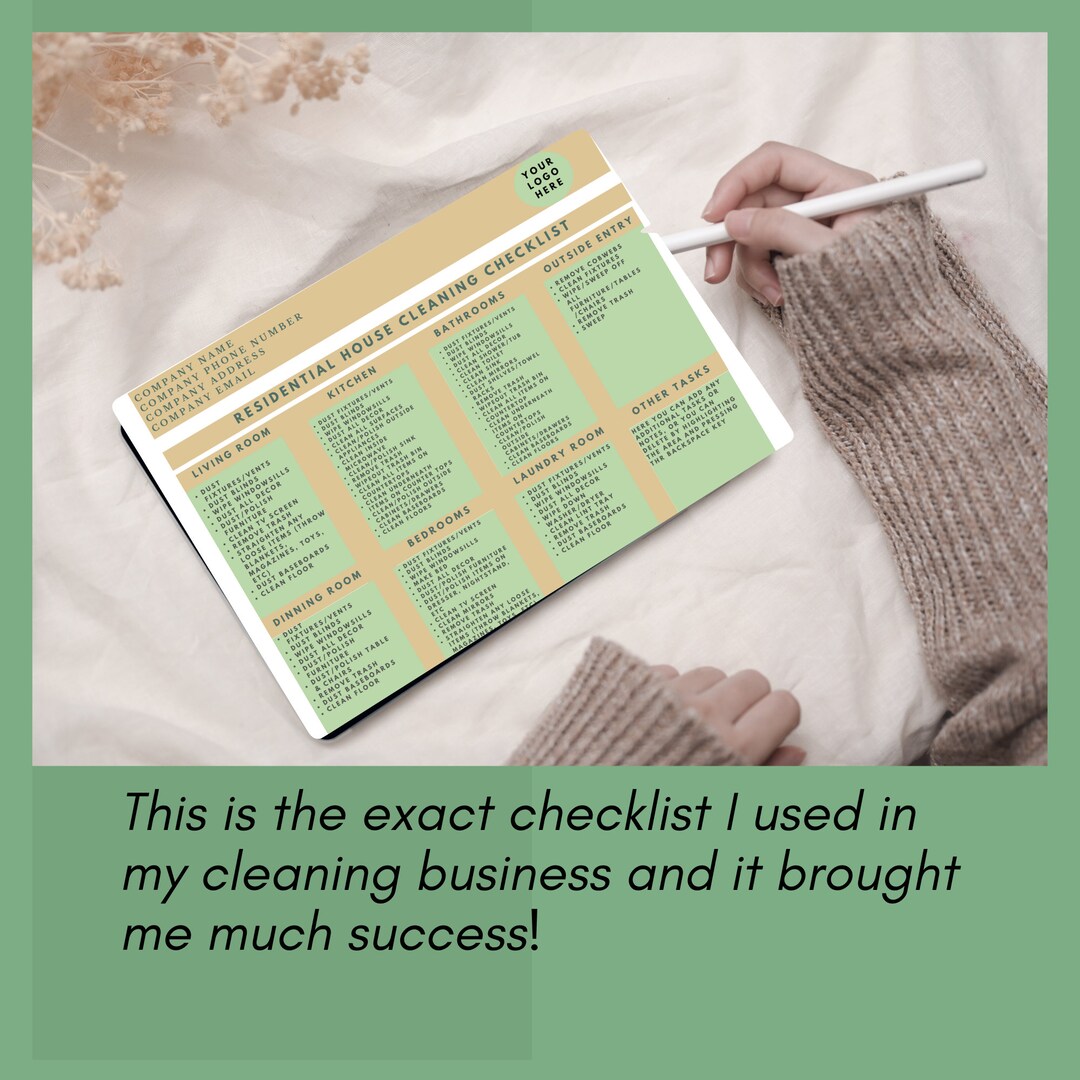 Room by Room House Cleaning Checklist. Printable PDF and Fully Editable ...